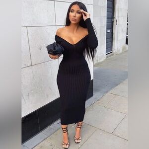 Fashion Nova Black Ribbed Off-Shoulder Bodycon Dress
Kallan Knit Dress
